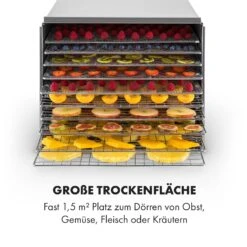 Fruit Jerky Steel 10 Dörrautomat 10 Etagen 1000 W Fläche: 1,5 M² Timer 13 Fruit Jerky Steel 10 Dörrautomat 10 Etagen 1000 W Fläche: 1,5 M² Timer -Klarstein Verkaufsgeschäft 10028437 de 0006 logo