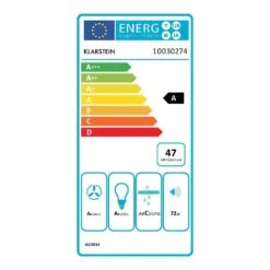 Lumio Neo Retro-Dunstabzugshaube 60cm 610m³/h A Edelstahl Schwarz -Klarstein Verkaufsgeschäft 10030274 energy label