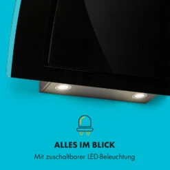 Sabia 90 Dunstabzugshaube 90cm 600m³/h LEDs 3 Leistungsstufen Schwarz -Klarstein Verkaufsgeschäft 10032292 de 0005 logo