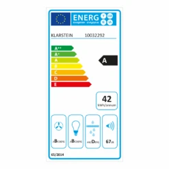 Sabia 90 Dunstabzugshaube 90cm 600m³/h LEDs 3 Leistungsstufen Schwarz -Klarstein Verkaufsgeschäft 10032292 energy label
