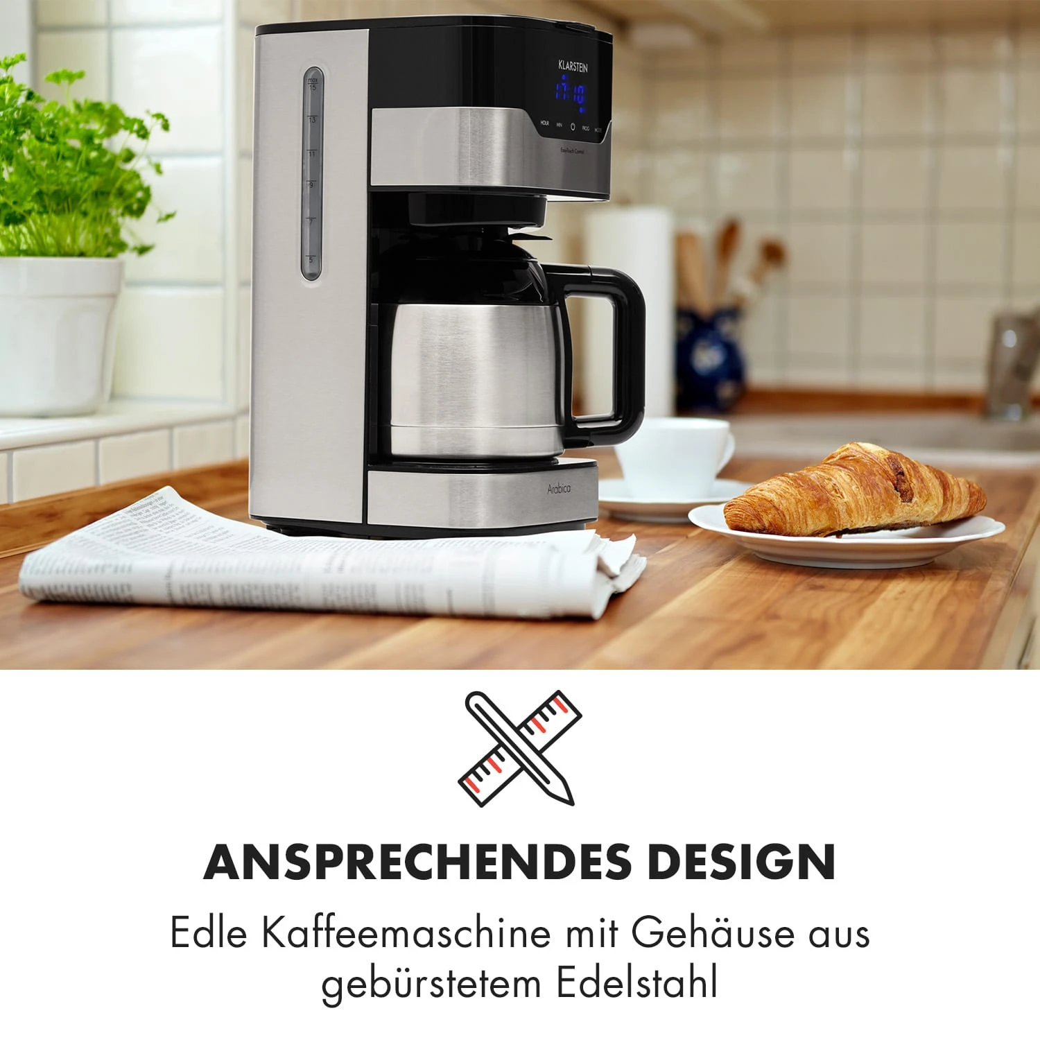 Kaffeemaschine Arabica 800W EasyTouch Control Silber/schwarz 2 Kaffeemaschine Arabica 800W EasyTouch Control Silber/schwarz – Bild 2