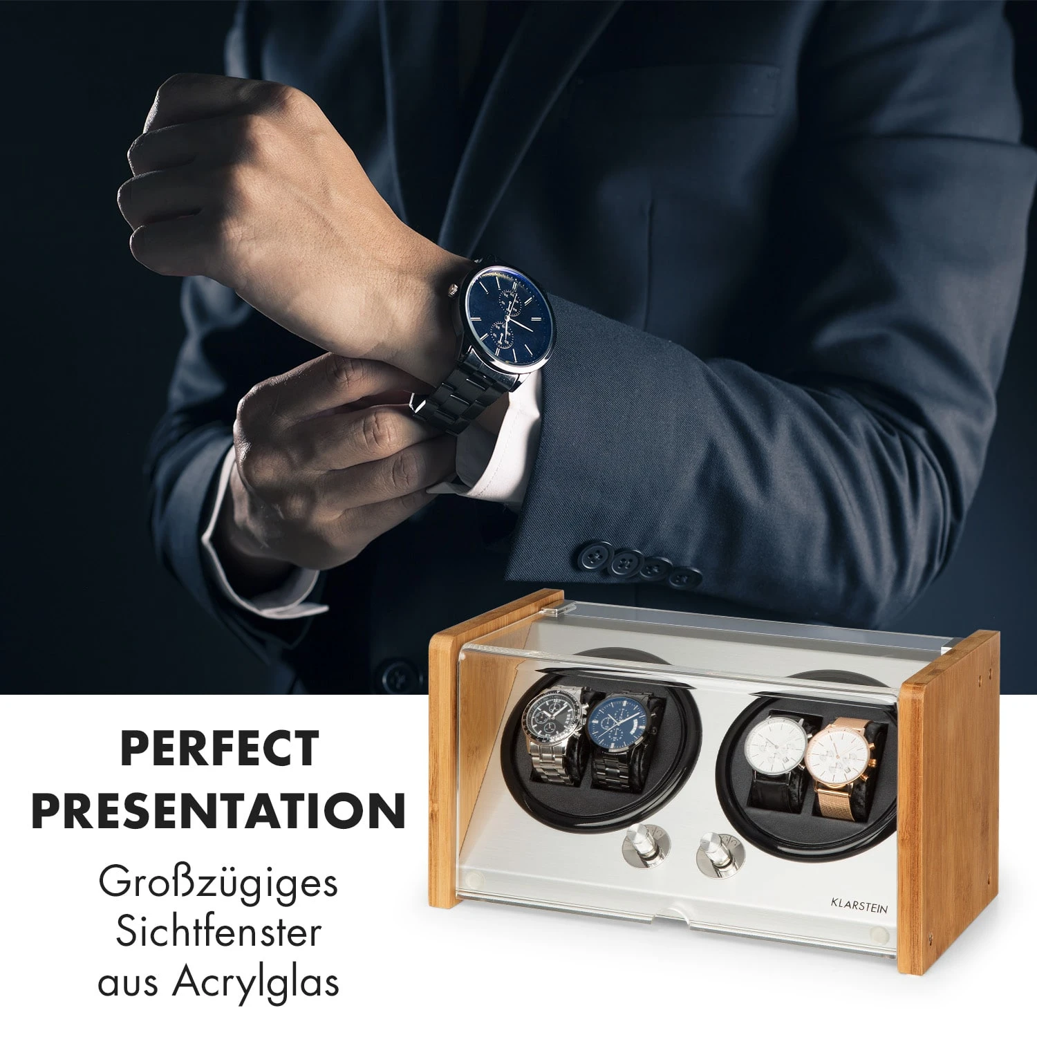 Hanoi 4 Uhrenbeweger, 4 Uhren, 3 Geschwindigkeiten, 4 Modi, Bambus 2 Hanoi 4 Uhrenbeweger, 4 Uhren, 3 Geschwindigkeiten, 4 Modi, Bambus – Bild 2