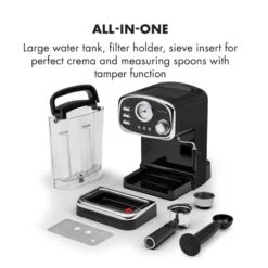 Espressionata Gusto Espressomaschine 1100W 15 Bar Druck Schwarz -Klarstein Verkaufsgeschäft 10033209 yy 0008 logo Klarstein Espressionata Gusto Espressomaschine reedit