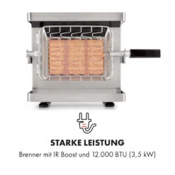 Crossfire Vertikaler Gasgrill 800°C Infrarot-Brenner 12.000 BTU Silber -Klarstein Verkaufsgeschäft 10033288 de 0003 logo