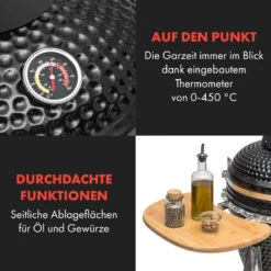 Queensize Kamado Grill Thermometer Abnehmbare Seitenteile Schwarz -Klarstein Verkaufsgeschäft 10033377 de 0006 logo