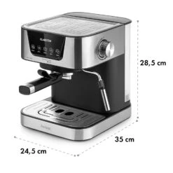 Arabica Espressomaschine 1050W 15 Bar 1,5l Touch-Bedienfeld Edelstahl -Klarstein Verkaufsgeschäft 10033729 yy 0011 dimensions