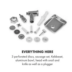 Kraftprotz Elektrischer Fleischwolf 700 W Kupfermotor Edelstahl -Klarstein Verkaufsgeschäft 10034215 yy 0006 logo Klarstein Kraftprotz elektrischer Fleischwolf weiss