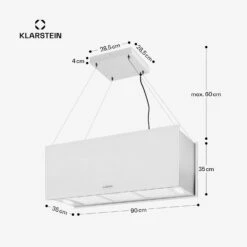 Kronleuchter XL Inselabzugshaube 90cm Umluft 590m³/h LED Touch Weiß 16 Kronleuchter XL Inselabzugshaube 90cm Umluft 590m³/h LED Touch Weiß -Klarstein Verkaufsgeschäft 10034523 yy 0011 dimensions