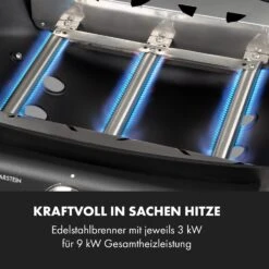 Vanquish Gasgrill 3 Edelstahlbrenner 3 X 3 KW 63,5 X 45 Cm Grillfläche -Klarstein Verkaufsgeschäft 10034805 de 0004 logo