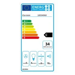 Contempo Unterbau-Dunstabzugshaube 60cm 175m³/h LED Edelstahl Acryl Weiß -Klarstein Verkaufsgeschäft 10034960 energy label
