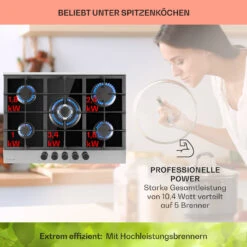 Alchemist 5 Zonen Gaskochfeld Aluminium-Brenner Glaskeramik Schwarz 11 Alchemist 5 Zonen Gaskochfeld Aluminium-Brenner Glaskeramik Schwarz -Klarstein Verkaufsgeschäft 10034970 de 0003 usp