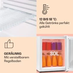 Brooklyn 32 Mini-Kühlschrank Glastür LED Ablage 10 Brooklyn 32 Mini-Kühlschrank Glastür LED Ablage -Klarstein Verkaufsgeschäft 10035225 de 0004 usp