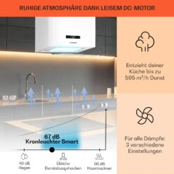 Kronleuchter Smart Inselabzugshaube 595m³/h App-Steuerung LED-Panel -Klarstein Verkaufsgeschäft 10035711 de 0003 usp
