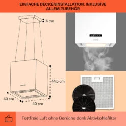 Kronleuchter Smart Inselabzugshaube 595m³/h App-Steuerung LED-Panel -Klarstein Verkaufsgeschäft 10035711 de 0005 usp
