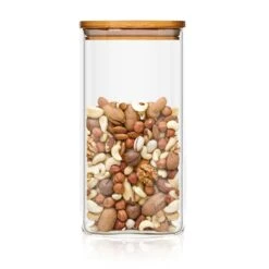 Eckiges Glas Mit Bambusdeckel Luftdicht Silikonring 6x25x6 Cm 500 Ml