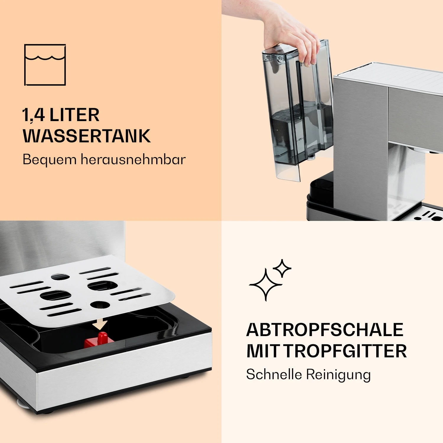 Pausa Espressomaker 1350 Watt 20 Bar Druck Wassertank: 1,4 Liter Edelstahl 7 Pausa Espressomaker 1350 Watt 20 Bar Druck Wassertank: 1,4 Liter Edelstahl – Bild 7