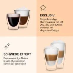 DUOS Doppelwandiges Glas | Thermoglas | 80, 200, 310, 400 Ml | Trinkglas | Espressoglas, Teeglas, Shotglas | Für Heiße Und Kalte Getränke | Borosilikatglas| Hitze- Und Kältebeständig | Handgemacht | Spülmaschinenfest | Schwebe-Effekt 10 DUOS Doppelwandiges Glas | Thermoglas | 80, 200, 310, 400 Ml | Trinkglas | Espressoglas, Teeglas, Shotglas | Für Heiße Und Kalte Getränke | Borosilikatglas| Hitze- Und Kältebeständig | Handgemacht | Spülmaschinenfest | Schwebe-Effekt -Klarstein Verkaufsgeschäft 10040377 de 0005 logo