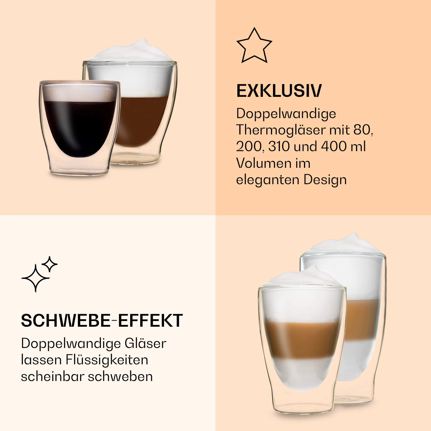DUOS Doppelwandiges Glas | Thermoglas | 80, 200, 310, 400 Ml | Trinkglas | Espressoglas, Teeglas, Shotglas | Für Heiße Und Kalte Getränke | Borosilikatglas| Hitze- Und Kältebeständig | Handgemacht | Spülmaschinenfest | Schwebe-Effekt 5 DUOS Doppelwandiges Glas | Thermoglas | 80, 200, 310, 400 Ml | Trinkglas | Espressoglas, Teeglas, Shotglas | Für Heiße Und Kalte Getränke | Borosilikatglas| Hitze- Und Kältebeständig | Handgemacht | Spülmaschinenfest | Schwebe-Effekt – Bild 5
