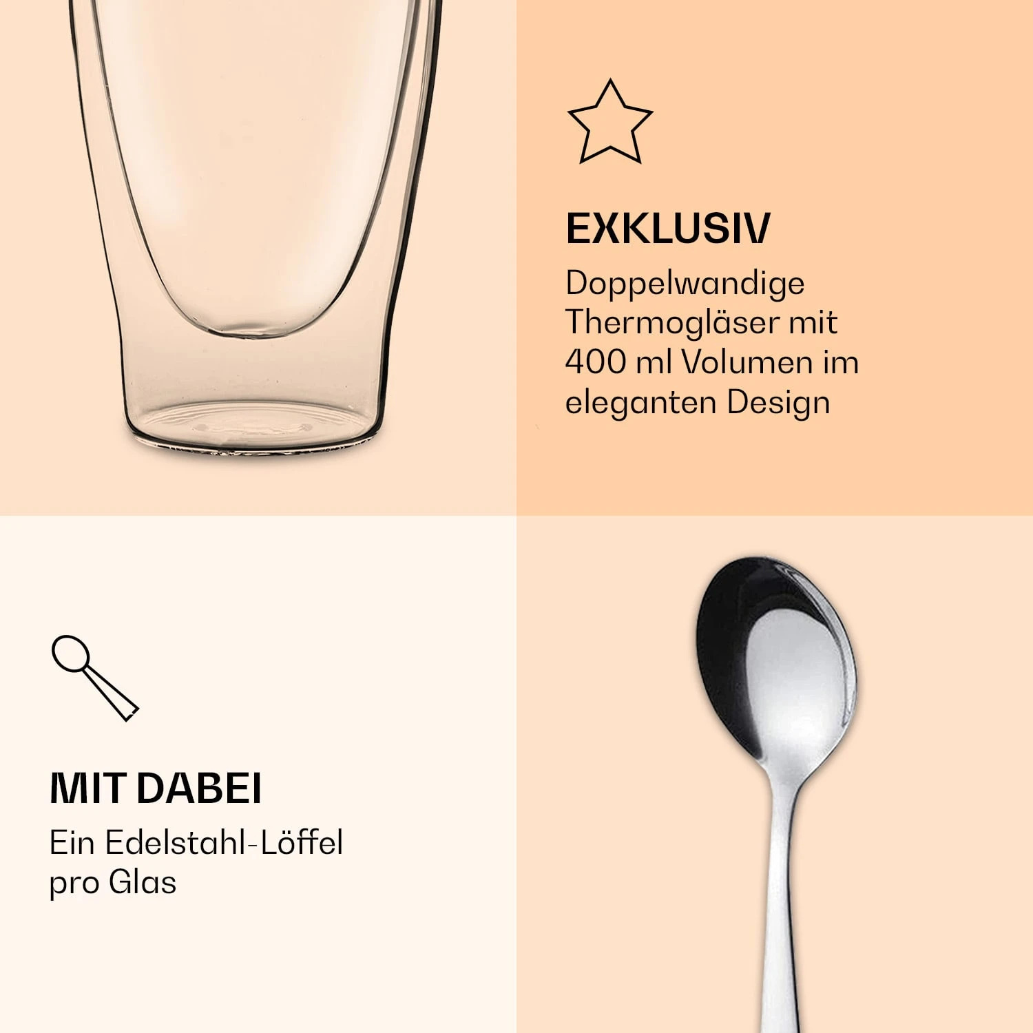 DUOS Doppelwandiges Glas 400 Ml Thermofunktion Inkl. Edelstahl-Löffel 6 DUOS Doppelwandiges Glas 400 Ml Thermofunktion Inkl. Edelstahl-Löffel – Bild 6