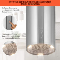 Bolea Inselabzugshaube Ø38cm Ab-/Umluft 600m³/h LED Inkl. Aktivkohlefilter 11 Bolea Inselabzugshaube Ø38cm Ab-/Umluft 600m³/h LED Inkl. Aktivkohlefilter -Klarstein Verkaufsgeschäft 10041224 de 0004 usp