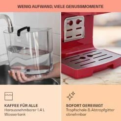 BellaVita Kaffeemaschine 3-in-1 1450 W 20 Bar Milchschäumer -Klarstein Verkaufsgeschäft 10041240 de 0006 usp