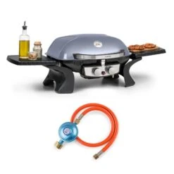 Parforce Duo Gasgrill 2 Brenner 4,4kW 15000BTU 300°C Gasschlauch Grau