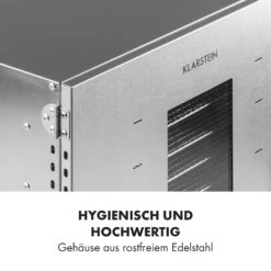 Master Jerky 16 Dörrautomat + Fleischhaken Set 1500W 40-90 °C 15h-Timer Edelstahl Silber -Klarstein Verkaufsgeschäft 60002668 de 0007 logo