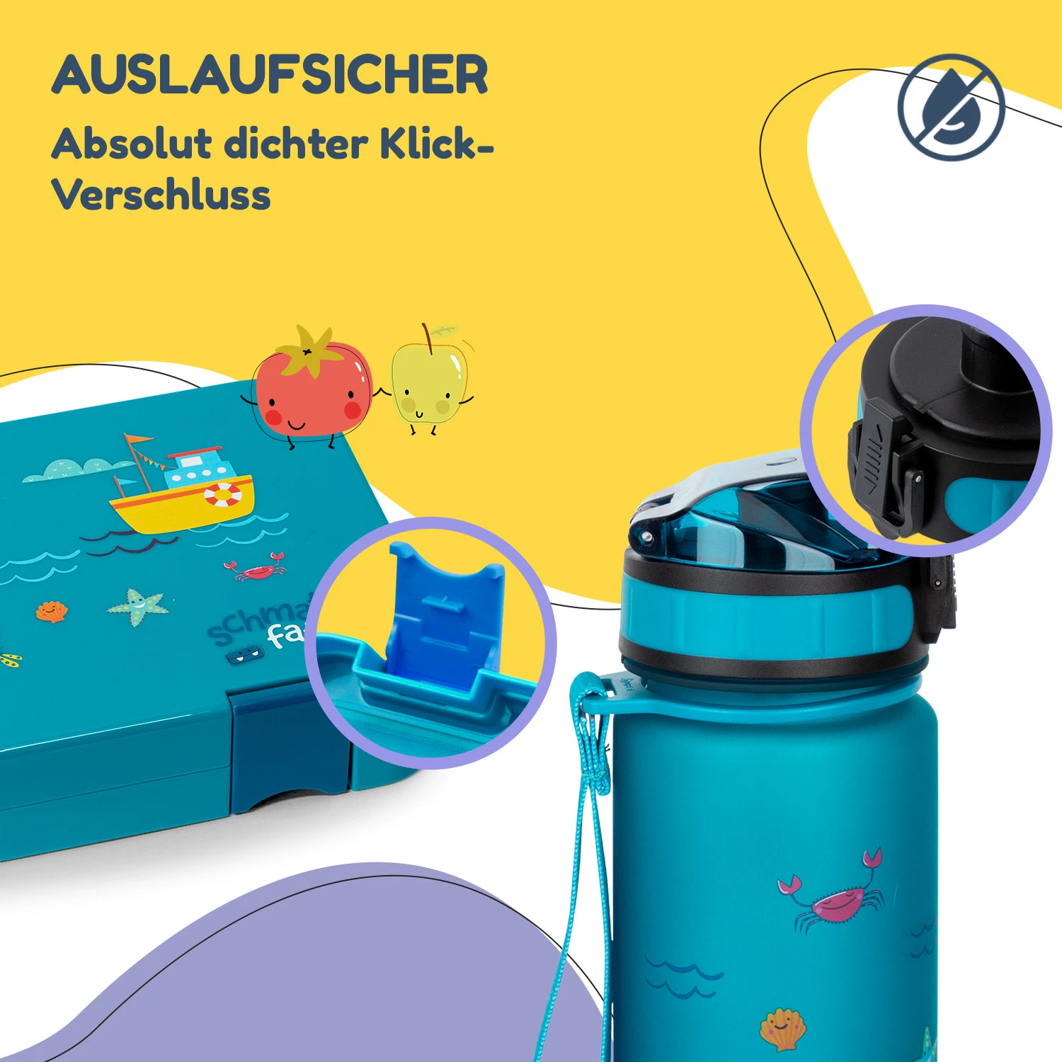 Schmatzfatz Frühstücksset Lunchbox & Trinkflasche Tritan Dicht BPA-frei 3 Schmatzfatz Frühstücksset Lunchbox & Trinkflasche Tritan Dicht BPA-frei – Bild 3