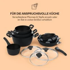 Noto Endurance Topf- Und Pfannenset Geschmiedetes Aluminium Ergonomische Griffe Glasdeckel Filz 16 Noto Endurance Topf- Und Pfannenset Geschmiedetes Aluminium Ergonomische Griffe Glasdeckel Filz -Klarstein Verkaufsgeschäft 60003055 de 0008 usp