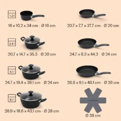 Noto Endurance Topf- Und Pfannenset Geschmiedetes Aluminium Ergonomische Griffe Glasdeckel Filz 17 Noto Endurance Topf- Und Pfannenset Geschmiedetes Aluminium Ergonomische Griffe Glasdeckel Filz -Klarstein Verkaufsgeschäft 60003055 yy 0009 dimensions